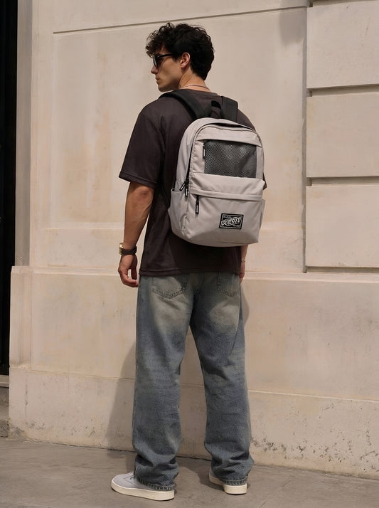 MOCHILA MALLA gris perla