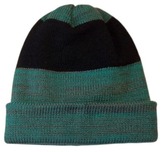 BEANIE NEGRO/VERDE/GRIS, doble vista