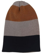 Cargar imagen en el visor de la galería, BEANIE NEGRO/BEIGE/LADRILLO, doble vista
